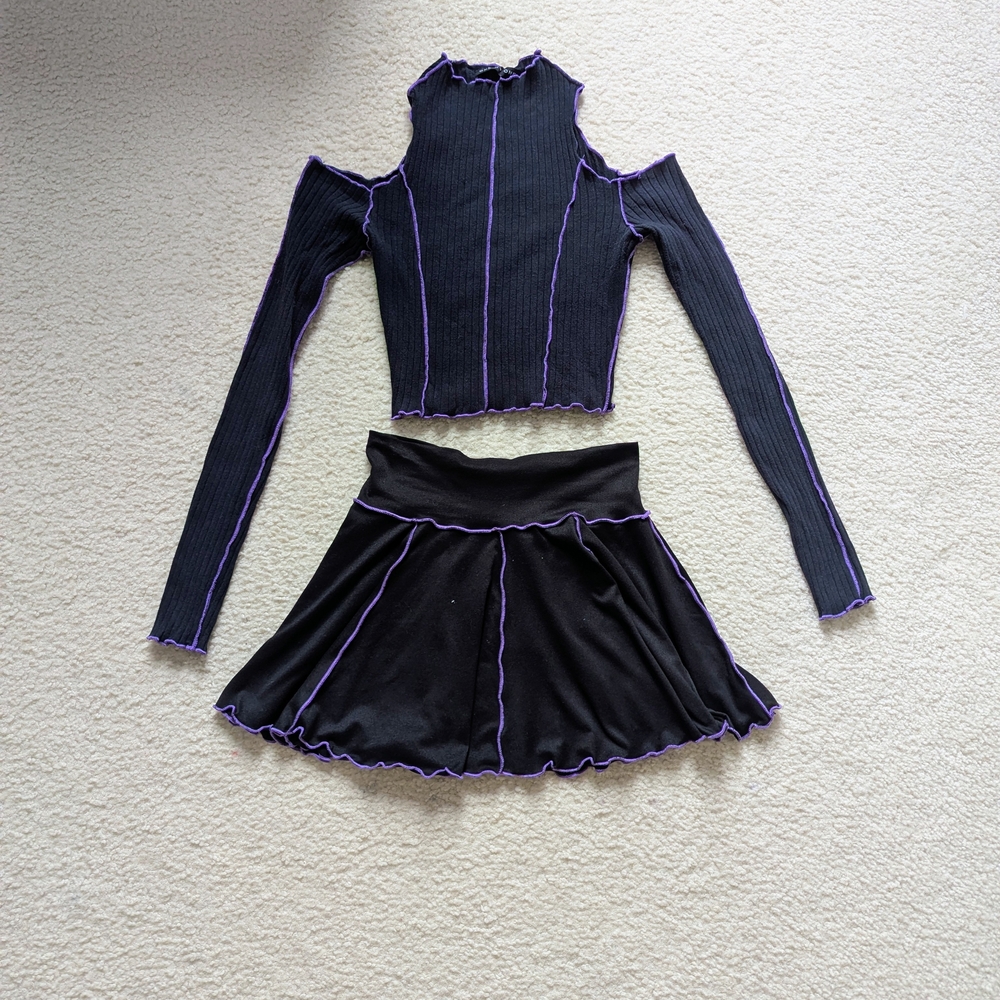 Black and Purple Women's Skirt Set